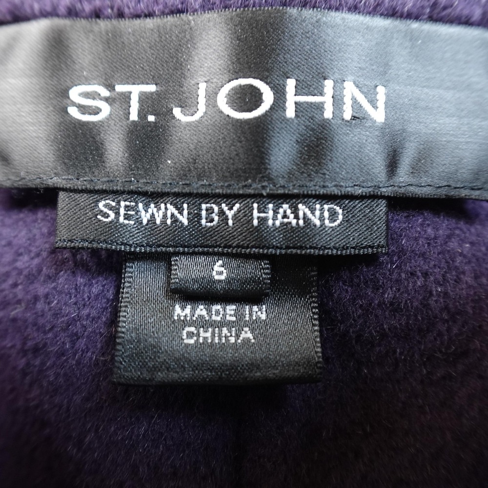 St John Jacket Womens 6 Purple Angora Wool Cashmere Double Breasted Pea Coat Top - Picture 3 of 16